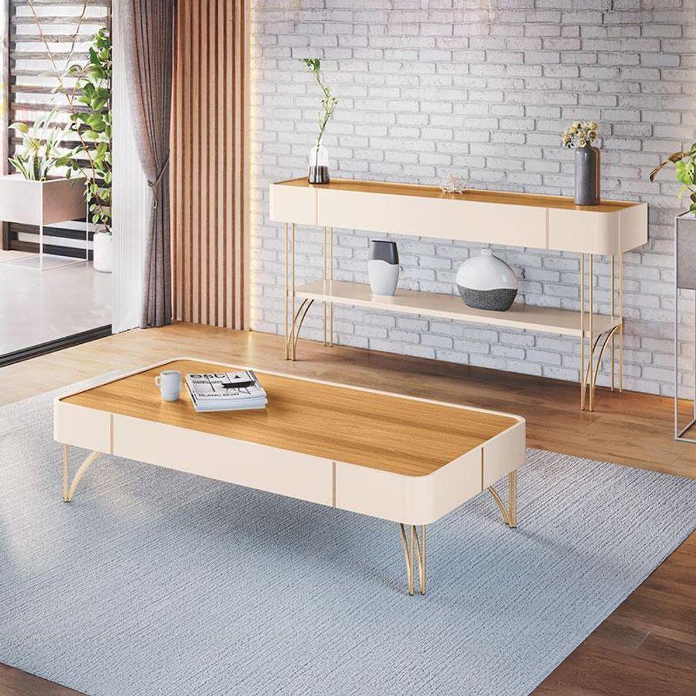 Aparador Vivant E Mesa De Centro Cadenza Off White Cinamomo – Hb Móveis - 2