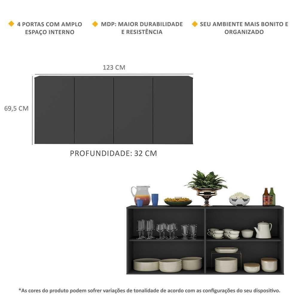 Aparador Buffet 4 Portas Alemanha Br3555 Preto - 5