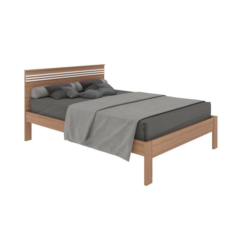 Cama De Casal Para Colchão 138 X 188Cm Multimóveis Vcr35013 Amêndoa/Branco Amêndoa/Branco - 1