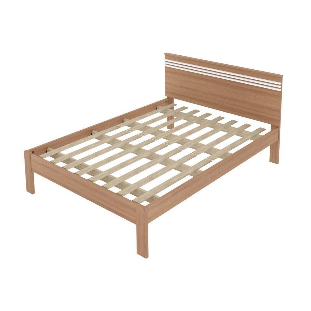 Cama De Casal Para Colchão 138 X 188Cm Multimóveis Vcr35013 Amêndoa/Branco Amêndoa/Branco - 4