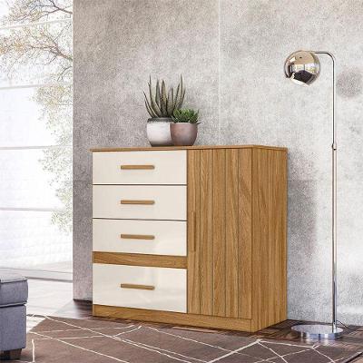 Cômoda Sapateira Vênus 4 Gavetas em MDP com Puxador MDF Freijó Off White