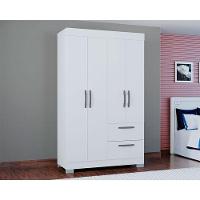 Cômoda 868 4 Gavetas E 1 Porta Com Guarda Roupa Solteiro Tóquio 4 Portas Branco Brilho - Poquema - 7