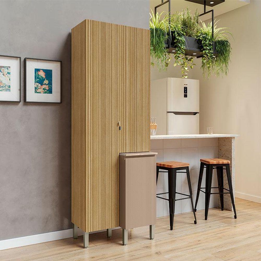 Armário Paneleiro Duplo Art 6009 Freijó Vanilla Riscatto - Kits Paraná - 4