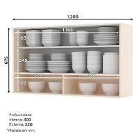 Armário Aéreo 1 Porta Basculante De Vidro 120 Cm Connect Off White – Henn - 3