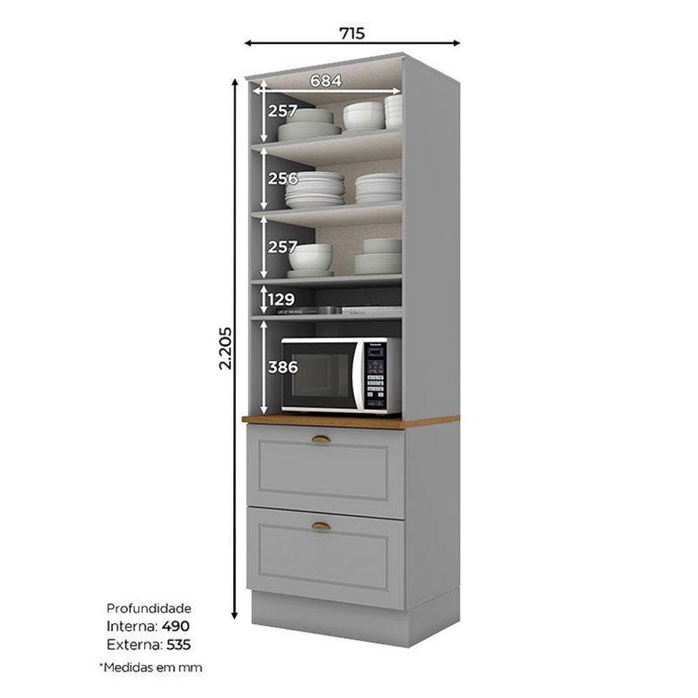 Torre Quente 1 Forno Nova York Cinza Com Tampo Nature – Henn - 3