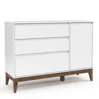 Cômoda Infantil Nature Clean 3 Gavetas MDF Puxador Usinado Branco