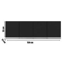 Balcão De Pia Tatiane 145 Cm E Armário Aéreo Andréia 4 Portas 150 Cm Preto Fosco - Ajl - 4