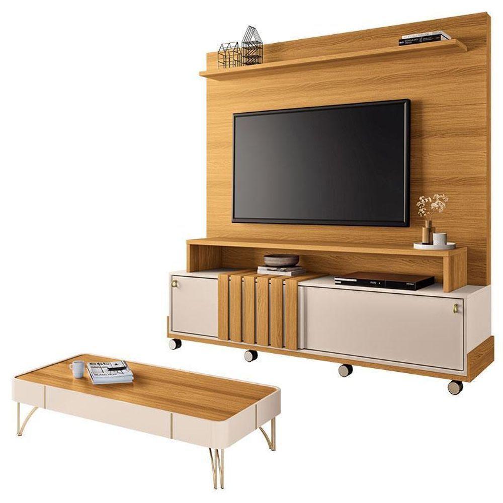 Estante Home Theater Bold E Mesa De Centro Cadenza Cinamomo Off White – Hb Móveis - 1