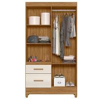 Guarda Roupa Solteiro Ambiente Madri 4 Portas Freijó Off White Com Espelho - Moval - 3