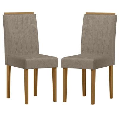 Cadeira Para Mesa De Jantar Ana Kit 2 Peças Ype Camurça Marrom – New Ceval