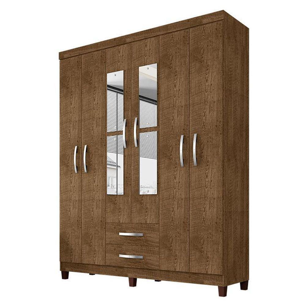 Guarda Roupa Casal Modena Com Espelho 6 Portas E Multiuso Recife Malbec – Incorplac - 2