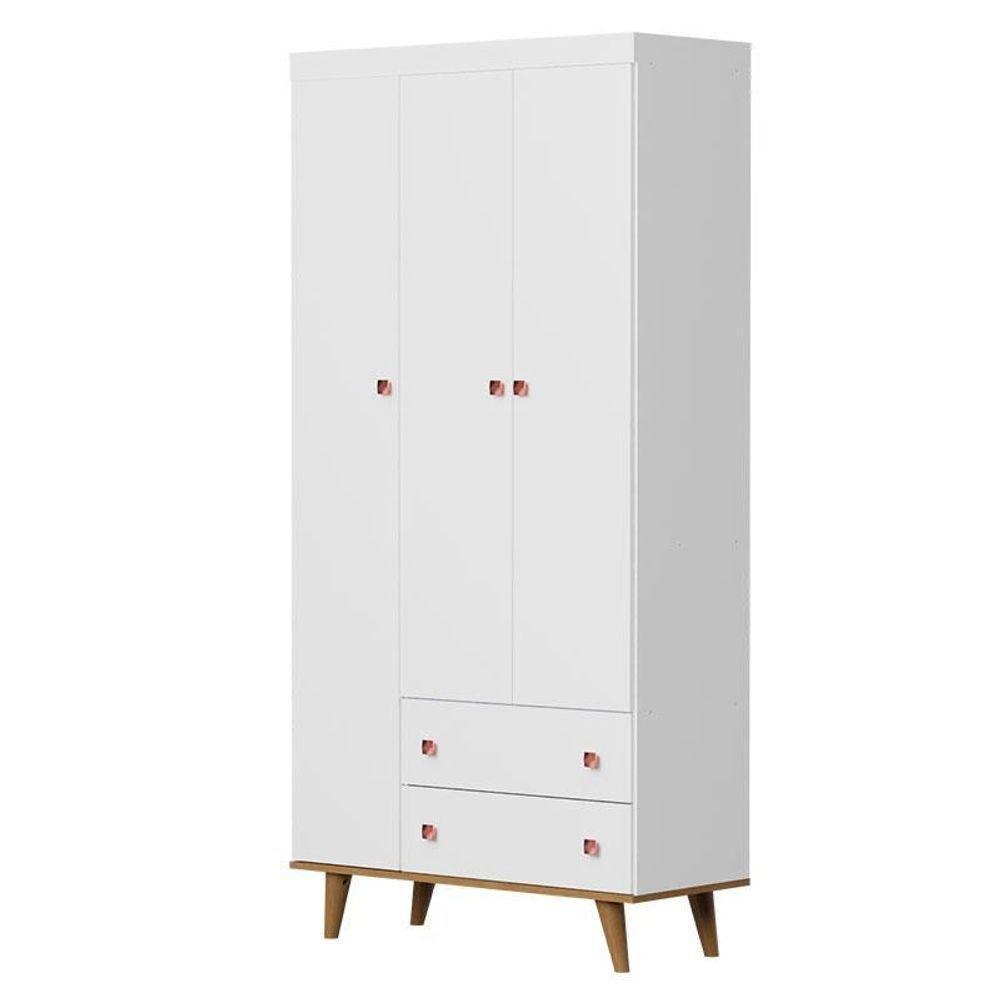 Berço Ligia E Guarda Roupa Fernanda 3 Portas Branco Bétula Com Colchão Ortobom – Carolina Baby - 5