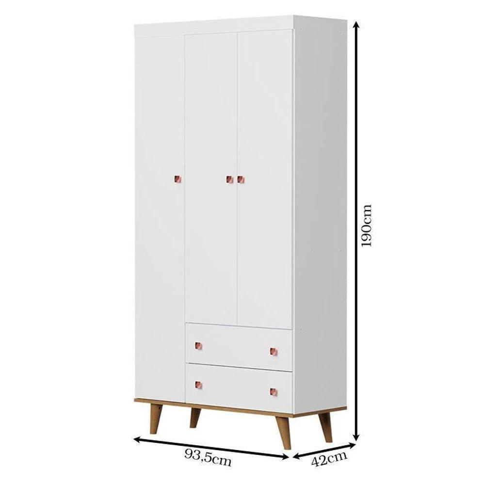 Berço Ligia E Guarda Roupa Fernanda 3 Portas Branco Bétula Com Colchão Ortobom – Carolina Baby - 6