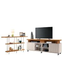 Rack Bancada Rivera 1.8 Com Aparador Infinity Cinamomo Off White – Hb Móveis - 1