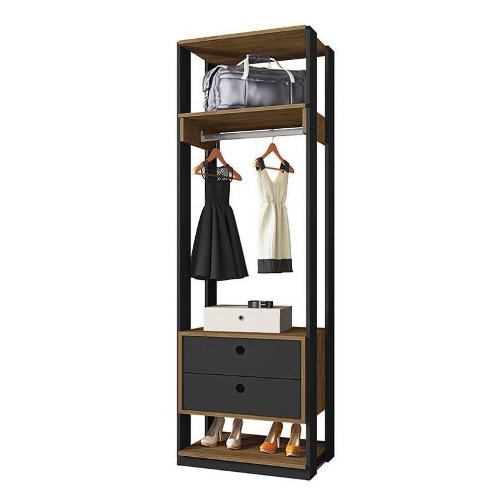 Guarda Roupa Modulado Titan Com Gavetas Preto Freijó - Móveis Leão - 1