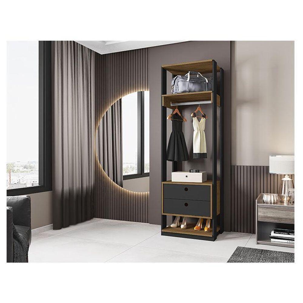 Guarda Roupa Modulado Titan Com Gavetas Preto Freijó - Móveis Leão - 4
