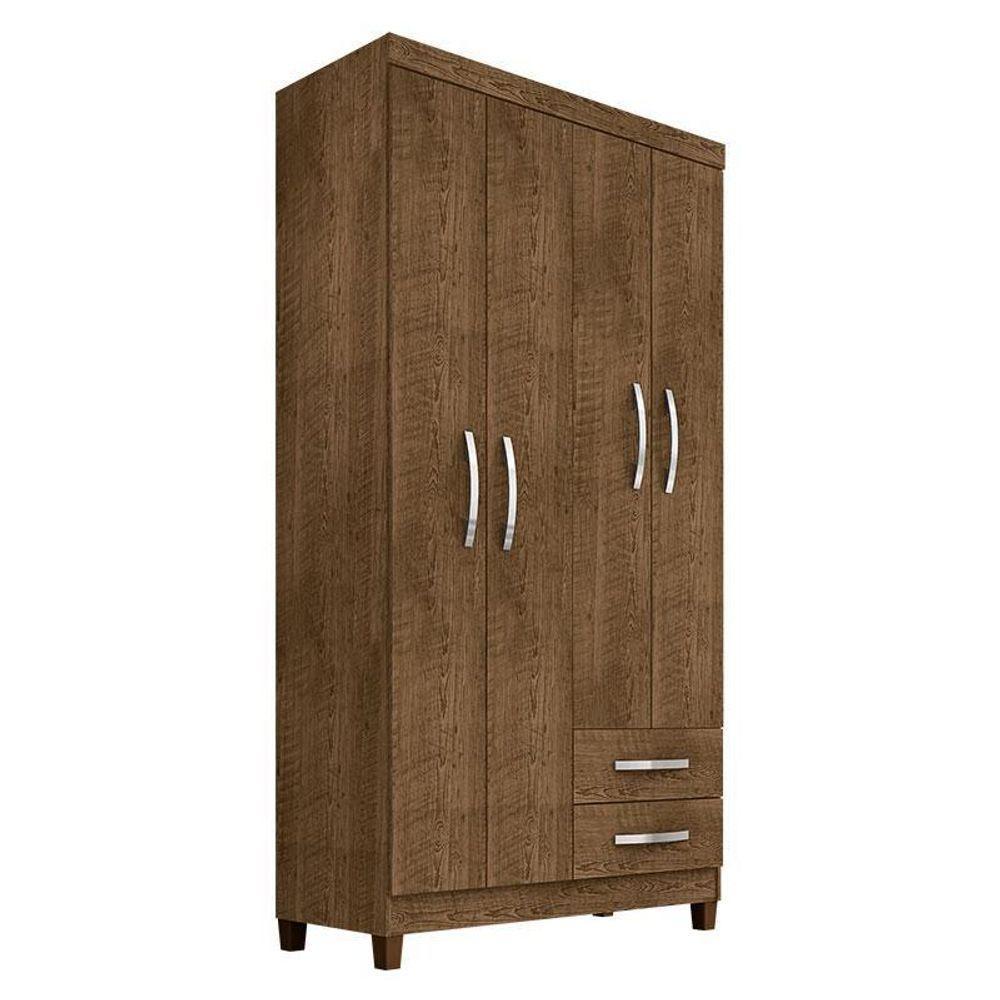 Guarda Roupa Solteiro Modena 4 Portas E Cômoda Gaveteira Cannes Malbec – Incorplac - 2