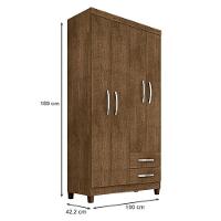 Guarda Roupa Solteiro Modena 4 Portas E Cômoda Gaveteira Cannes Malbec – Incorplac - 3