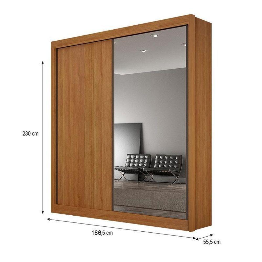 Guarda Roupa 2 Portas Com Espelho São Paulo Gold Cinamomo – Leifer Móveis - 3