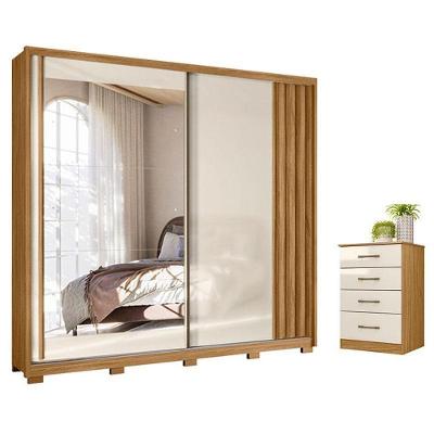 Guarda Roupa Casal Dhara E Cômoda Ms913 Freijó Off White - Moval