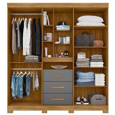 Guarda Roupa Solteiro Ambiente Eldorado 5 Portas 3 Gavetas Freijó Cinza Moval