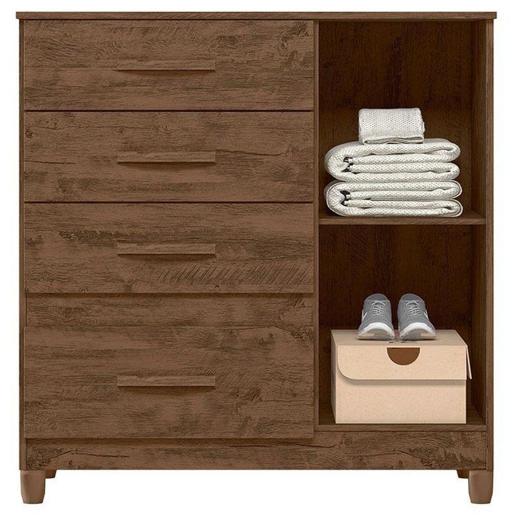 Cômoda Sapateira Vênus Castanho Wood Flex Com Pés - Moval - 3