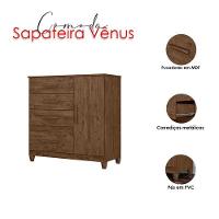 Cômoda Sapateira Vênus Castanho Wood Flex Com Pés - Moval