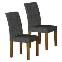 Cadeira Para Mesa De Jantar Napoli Mdf Kit 2 Peças Freijó Linho Chumbo – Leifer Móveis - 1