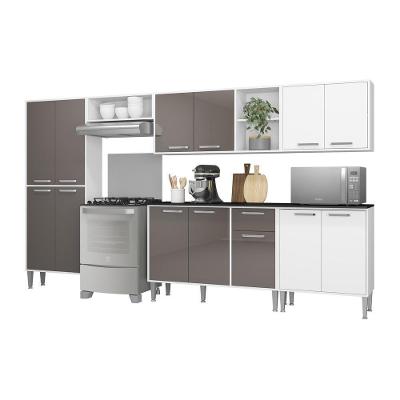 Cozinha Compacta com Armário e Balcão Xangai Jazz 13 Portas 1 Gaveta MDF 301cm Branca