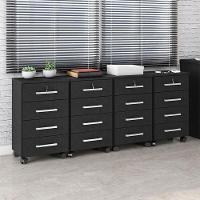 Kit 4 Gaveteiros Para Escritório Gávea Com Chave Preto Fosco – Móveis Leão - 5