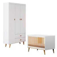 Berço Americano Ligia Com Guarda Roupa 3 Portas Duda Branco Acetinado Bétula – Carolina Móveis - 1