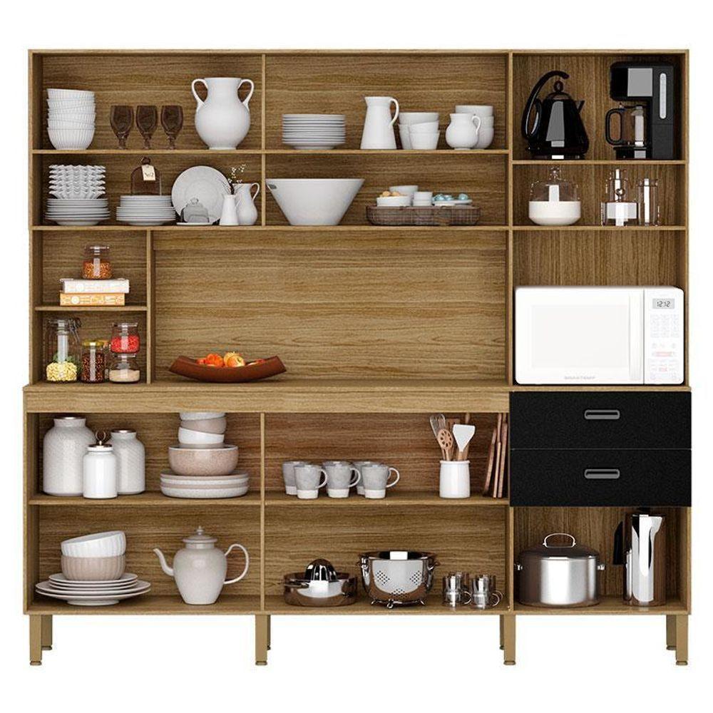 Cozinha Ambiente Intense 10 Portas E 2 Gavetas Freijó Nero - Kits Paraná - 3