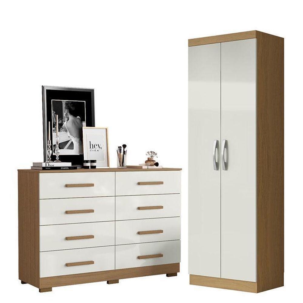 Cômoda 8 Gavetas 2014148 E Armário Multiuso New 2000192 Atacama Off White - Aramóveis - 1