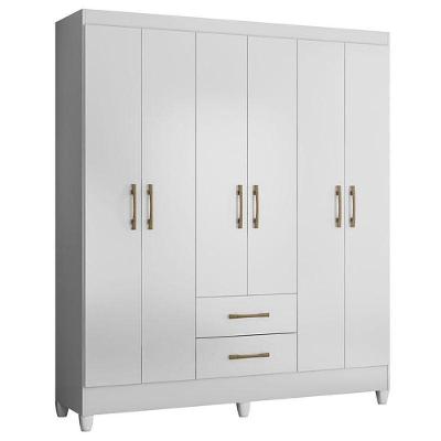 Guarda Roupa Casal Panamá 6 Portas 2 Gavetas Branco Brilho MDP