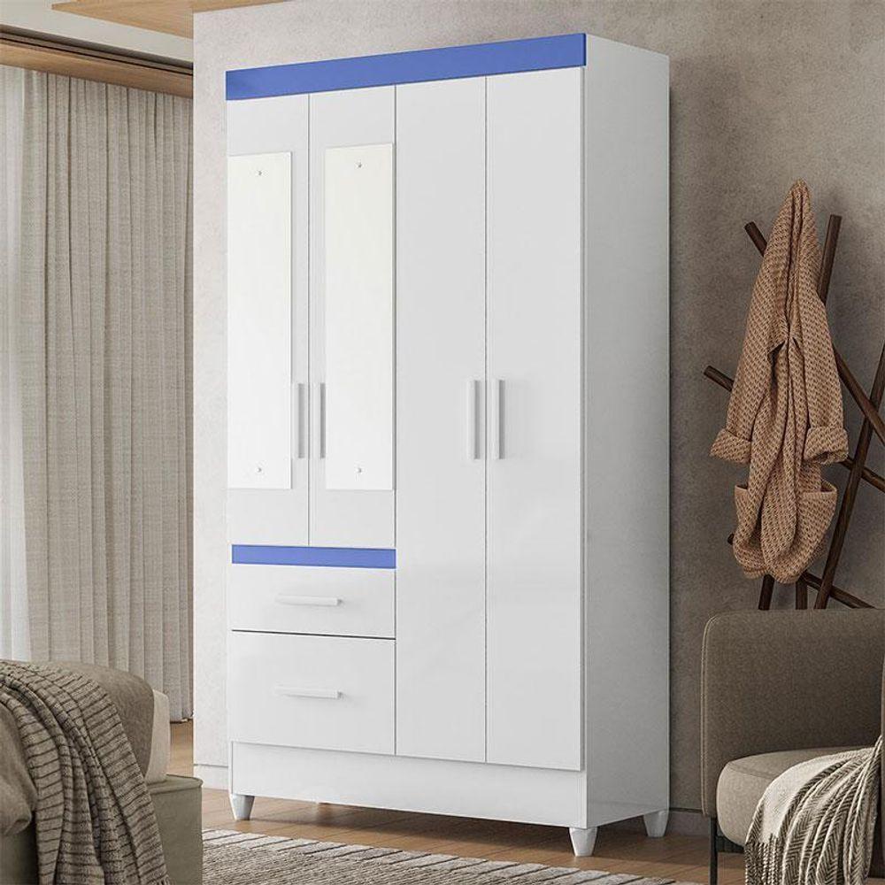 Guarda Roupa Infantil Madri 4 Portas Branco Flex Com Espelho - Moval - 8