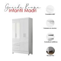 Guarda Roupa Infantil Madri 4 Portas Branco Flex Com Espelho - Moval