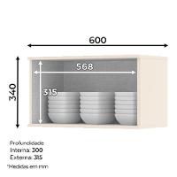 Armário Aéreo 1 Porta Basculante 60 Cm évelin Off White – Henn - 3