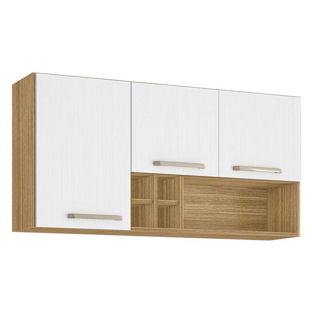 Armário Aéreo Ametista 3 Portas E 4 Garrafas 120 Cm Freijó Supremo - Kits Paraná - 1