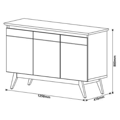 Aparador Para Sala Buffet Ambiente Classic 3 Portas Off White Nature - Imcal