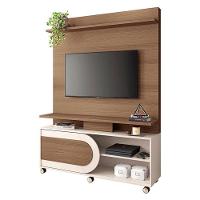 Estante Home Theater órbis Castanho Off White E Mesa De Centro Sky Com Tampo De Vidro Castanho- Hb Móveis - 2