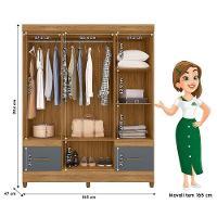 Guarda Roupa Casal Ambiente Ms912 6 Portas Freijó Cinza Com Espelho - Moval - 2