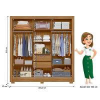 Guarda Roupa Casal Bahamas 3 Portas Freijó Cinza Com Espelho - Moval - 2