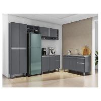 Cozinha Ambiente Vanessa E Balcão De Pia Tatiane 120 Cm Cinza Fosco - Ajl - 1