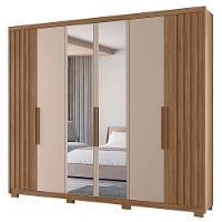 Guarda Roupa Casal Araguaia 6 Portas Carvalho Fendi Com Espelho - Moval - 1