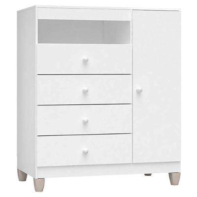 Cômoda Infantil Ternura Baby 4 Gavetas MDP com Porta Puxador Plástico Branco