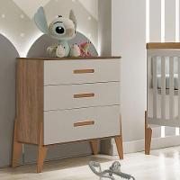 Berço Americano Retro Vitória Com Cômoda Gaveteiro Infantil Emilly Off White Carvalho - Canaã - 8