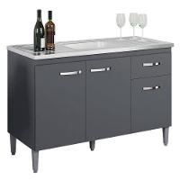 Balcão De Pia Gabriela 120 Cm Cinza Fosco - Ajl - 1