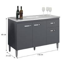 Balcão De Pia Gabriela 120 Cm Cinza Fosco - Ajl - 3