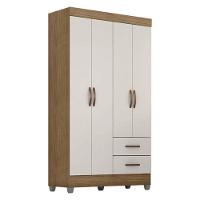 Guarda Roupa Solteiro 4 Portas E Cômoda 4 Gavetas E 1 Porta Lite Nature Off White – Móveis Leão - 2