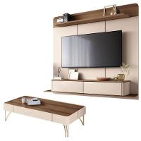 Home Suspenso Galax E Mesa De Centro Cadenza Castanho Off White - Hb Móveis - 1